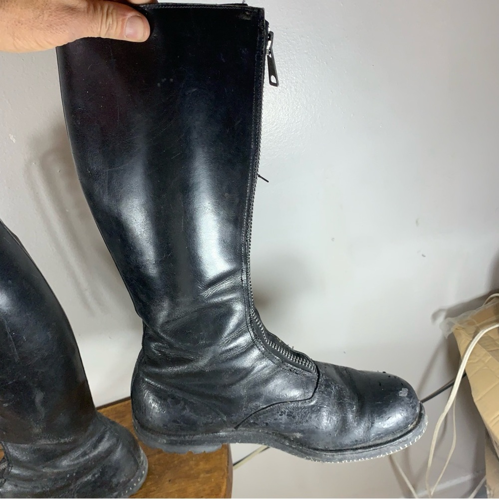 Vintage 70s hand made motorcycle , police  Steel toe leather boots - Picture 6 of 14